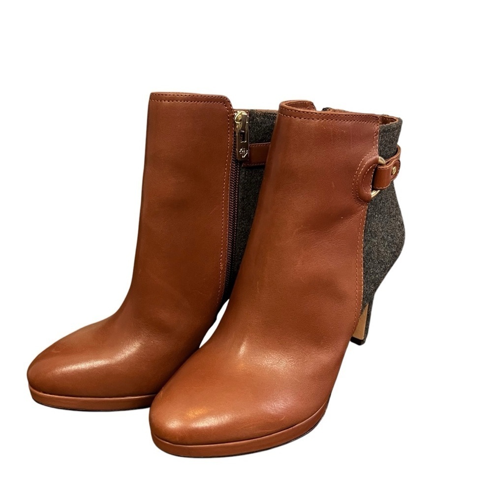 3/$30 ☀️ Antonio Melani "Knightlee" Chestnut Gray Leather Italy Pointed Boots - Picture 5 of 9